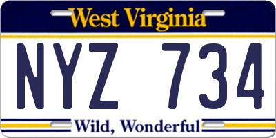 WV license plate NYZ734
