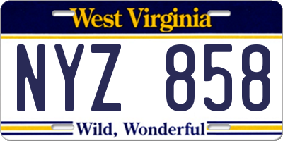 WV license plate NYZ858