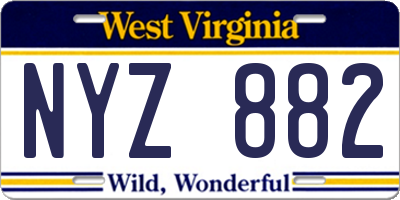 WV license plate NYZ882