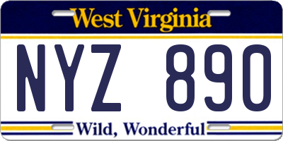 WV license plate NYZ890