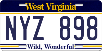 WV license plate NYZ898