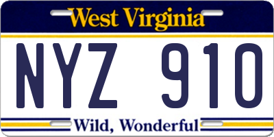 WV license plate NYZ910
