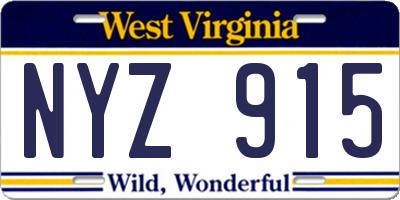 WV license plate NYZ915