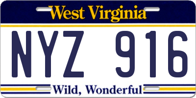 WV license plate NYZ916