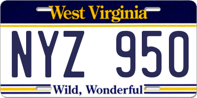 WV license plate NYZ950