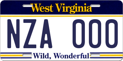 WV license plate NZA000