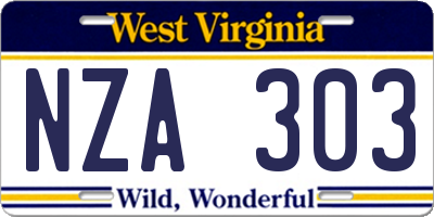 WV license plate NZA303