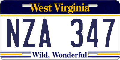 WV license plate NZA347