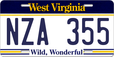 WV license plate NZA355
