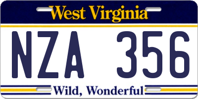 WV license plate NZA356