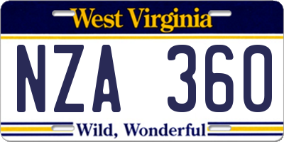 WV license plate NZA360