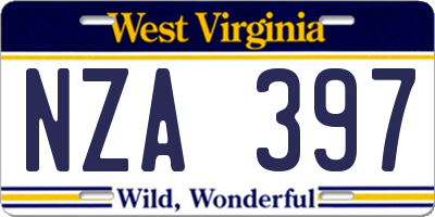 WV license plate NZA397
