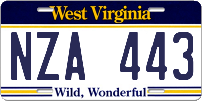 WV license plate NZA443