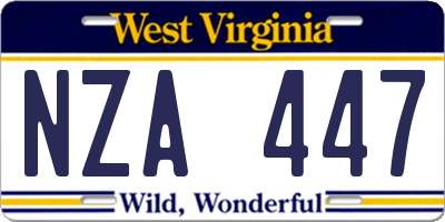 WV license plate NZA447