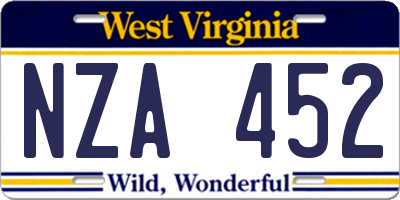 WV license plate NZA452