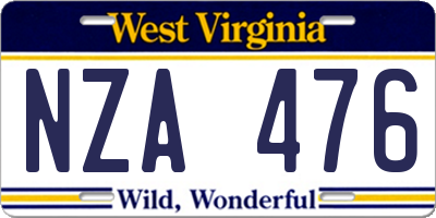 WV license plate NZA476