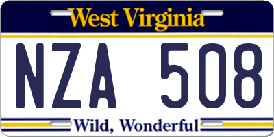 WV license plate NZA508