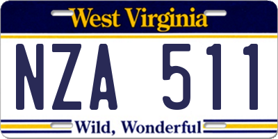 WV license plate NZA511
