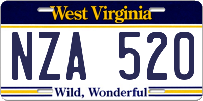 WV license plate NZA520