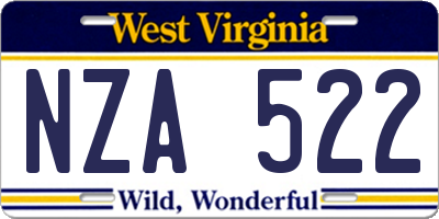WV license plate NZA522