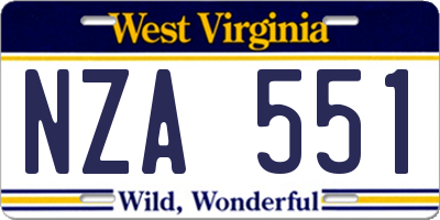 WV license plate NZA551