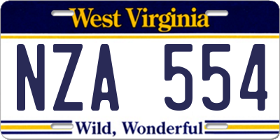 WV license plate NZA554