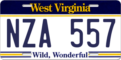 WV license plate NZA557