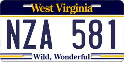 WV license plate NZA581
