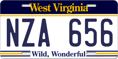 WV license plate NZA656