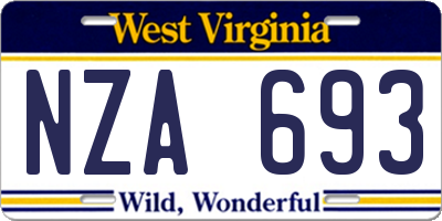WV license plate NZA693