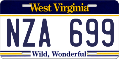 WV license plate NZA699