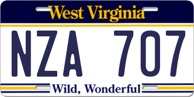 WV license plate NZA707