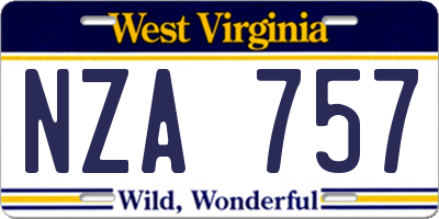 WV license plate NZA757