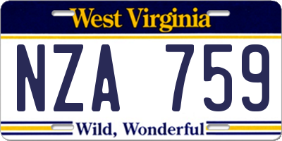WV license plate NZA759
