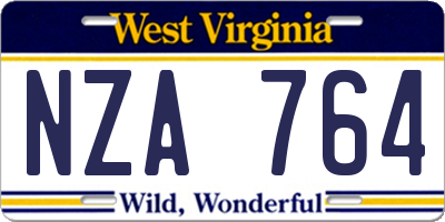 WV license plate NZA764