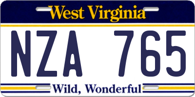 WV license plate NZA765