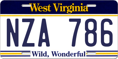 WV license plate NZA786