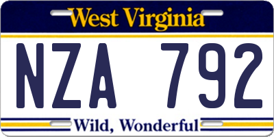 WV license plate NZA792