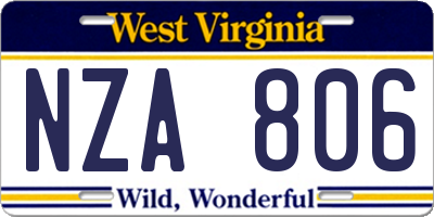 WV license plate NZA806