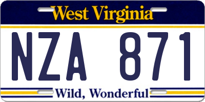 WV license plate NZA871