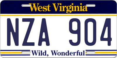 WV license plate NZA904