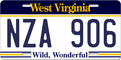 WV license plate NZA906
