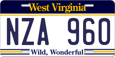 WV license plate NZA960