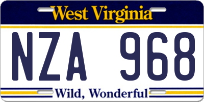 WV license plate NZA968