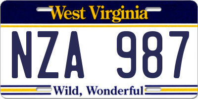 WV license plate NZA987