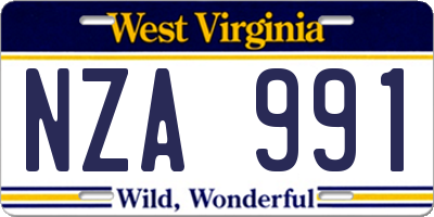 WV license plate NZA991