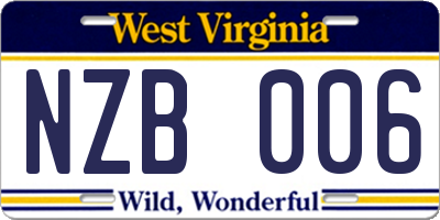 WV license plate NZB006