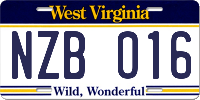 WV license plate NZB016