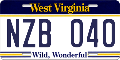WV license plate NZB040