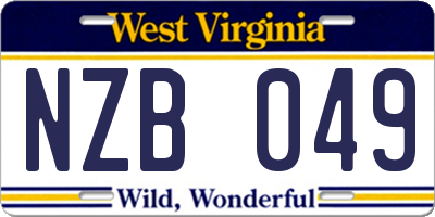 WV license plate NZB049